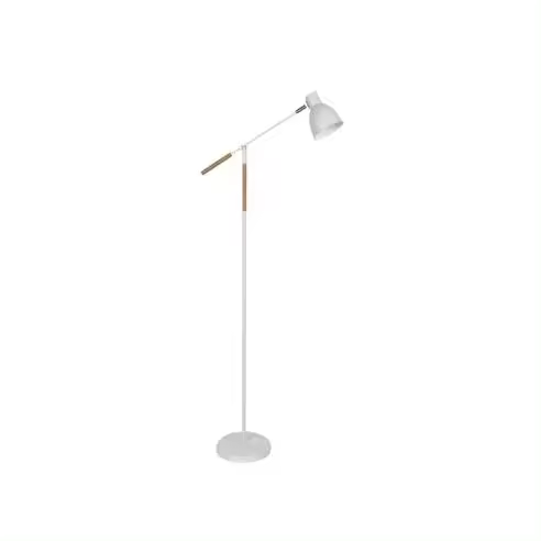 Lámpara de Pie FABRILAMP, Diseño Moderno, Blanco/haya, Orientable y Articulable - 1