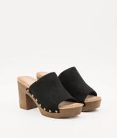 Paloma Wang sandalias mujer mules con tacón alto y plataforma efecto madera con tachas - details 24