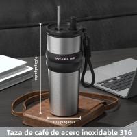 Botella De Agua Aislada Al Vacío De Acero Inoxidable Con Taza Y Tiras De Mordaza a Prueba De Fugas Para Bebidas Calientes Y Frías Portátil Para Viajes Y Deportes - details 1