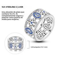 Anillo Anillo De Plata 925 Para Mujer Con Corazón Rosa Azul Sol Estrella Luna Crossover Anillo Ancho Joyería De Fiesta Regalo De Cumpleaños - details 31