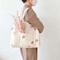 OPDOS Bolsa de mamá de algodón con bordado y cremallera, nueva ins2021, para cochecito de bebé, bolso colgante, bolsa de pañales - details 1