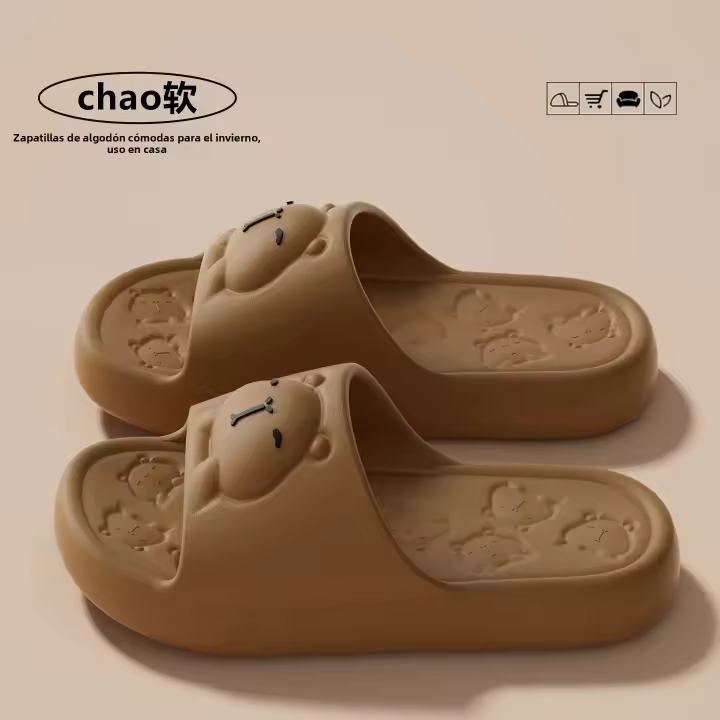 Zapatillas De Casa Para Mujer De Talla Grande 32-45 Ligera Antideslizante Con Dibujos De Capybara Verano Suela Suave Sandalias Para Baño - 1