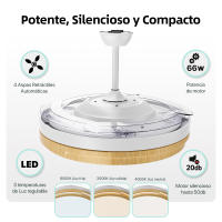 IOTOSTARK Ventilador de Techo con Luz LED Retráctil 106cm, 4 Aspas, Control por APP y Mando a Distancia, Potencia Total 66W, Temporizador, 6 Velocidades, 3 Temperaturas de Luz, Función Verano-Invierno, Silencioso, Negro IOTOSTARK-leduni - details 21