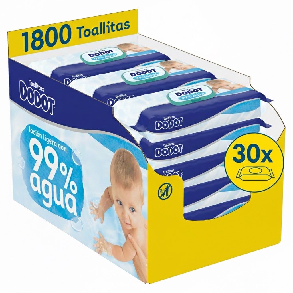 Dodot Aqua Toallitas Para Bebé 30 Paquetes De 60 Unidades = 1800 Toallitas