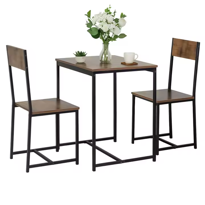 Miroytengo Juego de Mesa Fija con 2 Sillas, Pack Mesa + 2 Sillas, Muebles de Cocina Jess Roble Cambrian y Negro 80x77x50 cm - 1