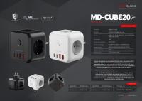 Mars Gaming MD-CUBE20, PowerCube Multifunción Compacto, 3 Enchufes SCHUKO + 2 USB-C + 2 USB-A, Carga Rápida PD 20W, Tecnología GaN, Botón ON/OFF con LED, 9 Protecciones, Enchufe Europeo Tipo F, Negro o Blanco - details 4