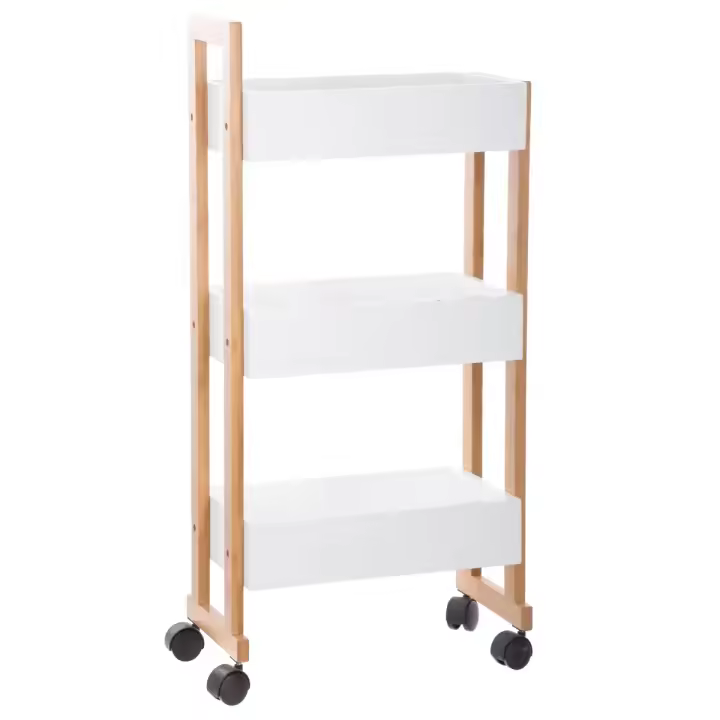 XOCOTŌ® Carrito multiusos 3 niveles 'Bath Essentials' Blanco / Negro - Aparador | Carro Aparador organizador para baño, habitación... con 3 cestas - BATH ESSENTIALS - 1