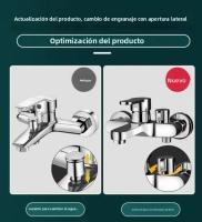 Grifo De Ducha De Baño Con Válvula De Mezcla Triple Cerámica Doble Manija Acero Inoxidable Moda Contemporánea Para Baño Y Ducha - details 0