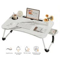 Mesa perezosa multifuncional, mesa de cama plegable portátil con Cajón, Bandeja para Cama, Mesa Plegable de Desayuno, Ideal para Portátil, Ordenador y Libros, Ergonómica, Mesa Auxiliar con Atril para Leer en la Cama 60x40x26 cm - details 3