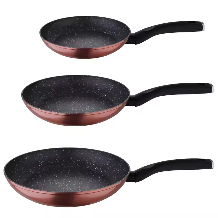 SAN IGNACIO Venus juego de 3 sartenes en aluminio Forjado Antiadherentes, Ø20/24/28 cm, color Champán Rosée/Cobre - 1