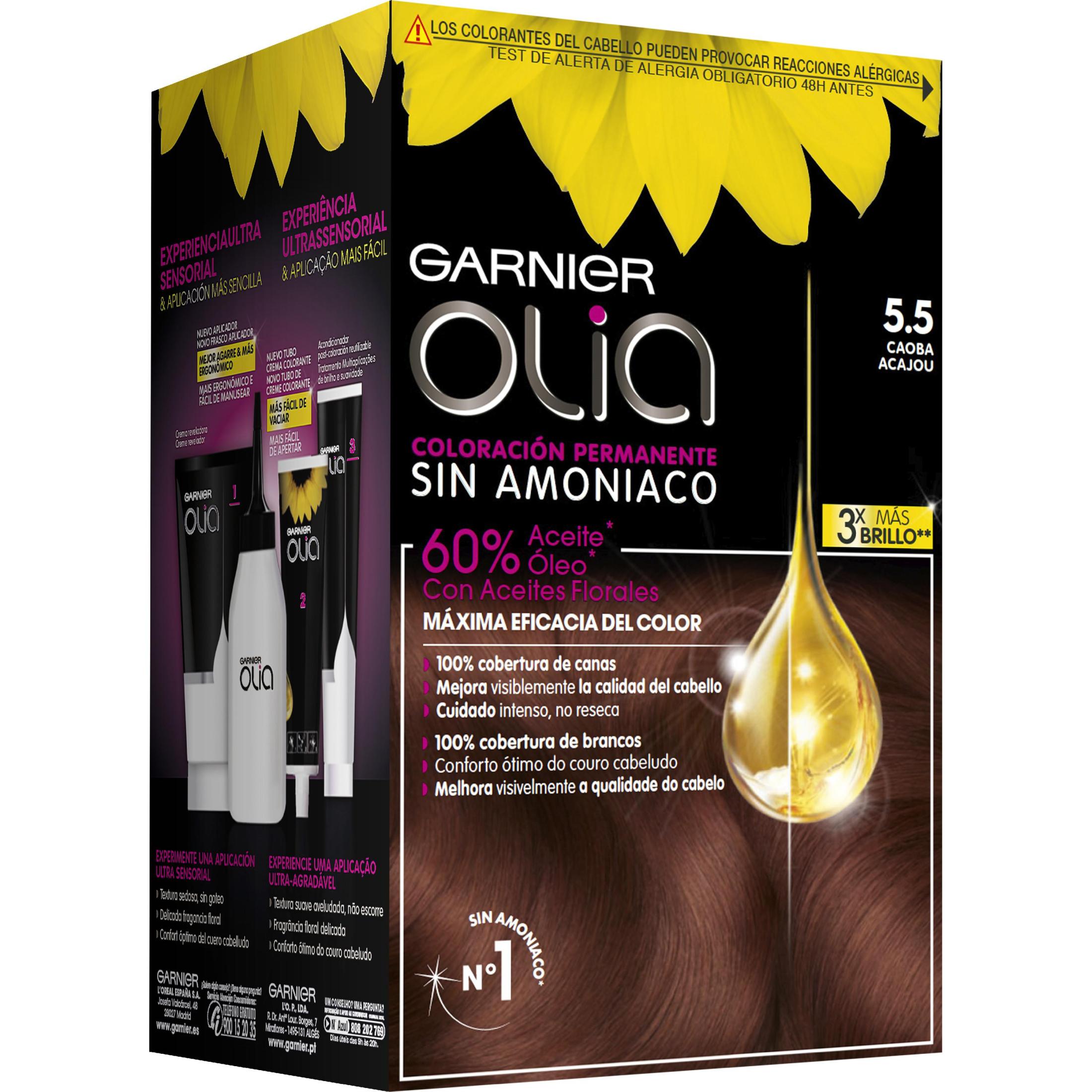 GARNIER | Olia coloración permanente sin amoniaco para un olor agradable con aceites florales de origen natural -