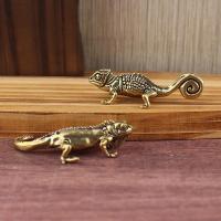 1PC Decoración De Hogar En Bronce De Geckó Figura Pequeña De Animal Ensamblaje De Cerámica Y Enamel Accesorios De Decoración Para Escritorio Y Té - details 1