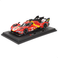 Burago - Maqueta coche Ferrari 499P LMH, coche que compitió en las 24h de Le Mans, fabricado en cuerpo de metal y plástico de calidad, licencia oficial, diseño realista a escala, maquetas de coches en miniatura, Incluye peana expositora para exhibir - details 1