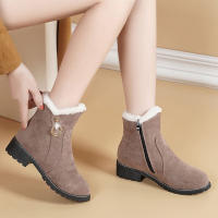 Botas De Invierno Para Mujer 2025 Con Forro De Peluche Faux Fur Botas De Nieve Con Cremallera Lateral Antideslizantes Y Talón Bajo Botas De Tobillo Termales - details 3