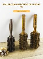 Cepillo De Pelo Redondo Profesional Con Cerdas De Jabalí Para Mujeres Y Hombres Accesorios De Peluquería Cepillo De Madera Para Estilizar El Cabello Y Masajear La Escalpelo - details 1