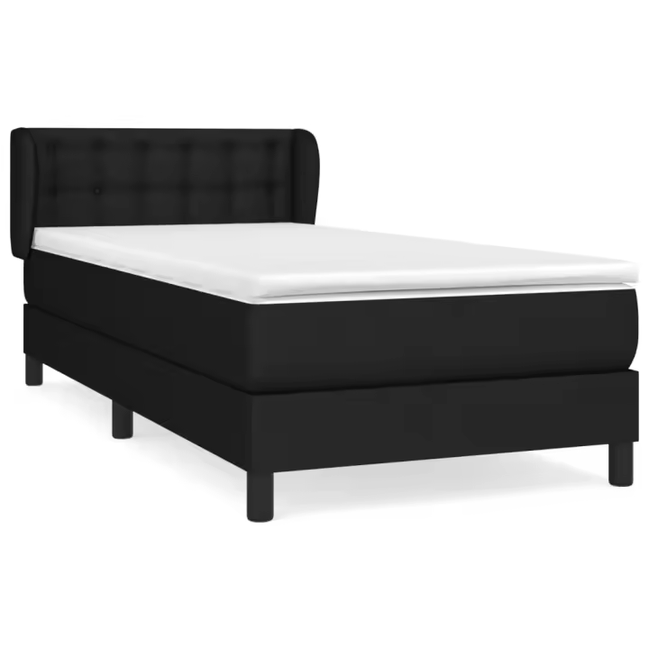 vidaXL Cama box spring con colchón tela negro 90x190 cm - 1