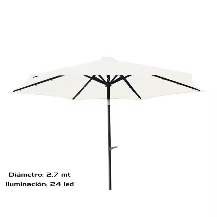 Gerimport Sombrilla Poliester Luz Led Agatha 2,7 M - Protección Solar Amplia Cobertura - 1