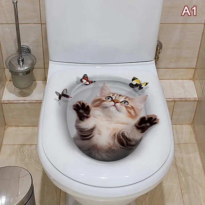 Asiento De Inodoro De PVC Resistente Al Agua Con Estampado De Gato Y Perro Decoración Para Baño Accesorios Animal WC Para El Hogar - 1