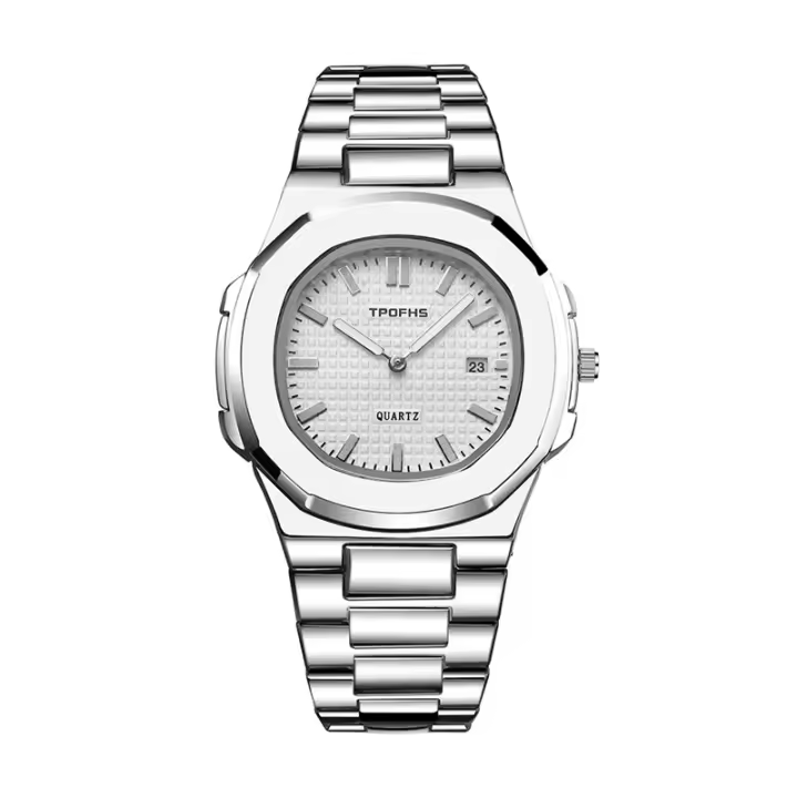 Reloj De Lujo Para Hombre Resistente Al Agua 30M Luminoso Fecha Acero Inoxidable Cuadrado Reloj De Pulsera De Cuarzo Moda Casual - 1