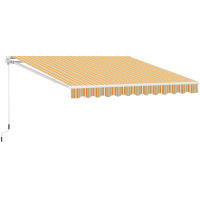 Outsunny Toldo Retráctil con Manivela Toldo de 300x250cm con Brazo Articulado de Aluminio y Poliéster 280g/m² Rayas Naranja Beige y Blanco - details 0
