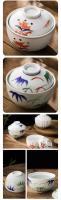 Cerámica Pequeña Olla De Sopa Japonesa Con Tapa Pintada a Mano 4 Pulgadas Tazón De Huevo Ecológico Y Resistente Al Calor - details 3