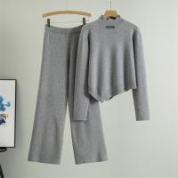 Conjunto Deportivo Casual Para Mujer Otoño Invierno Moda Dos Piezas Conjunto Slim Pantalones Anchos Suéter O-Neck Polyester Viscosa - details 3