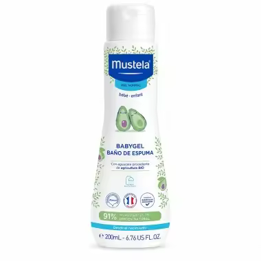 Mustela - Babygel Baño Espuma 200 ml para bebés desde el nacimiento, fórmula suave con aguacate BIO y 91% ingredientes naturales - 1