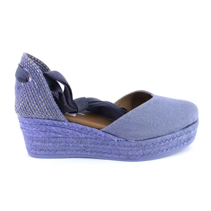 VIGUERA 2073 Alpargatas de cuña cañamo esparto yute de mujer azul jeans 523 - 1