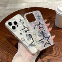 Funda De Teléfono Grunge Dibujo Negro Estrella Con Fondo De Perla Iridescente Brillante Funda Protectora Suave TPU Para Todos Los Modelos De iPhone - details 5