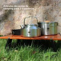 Set De Cocina Para Camping Leaftour De Acero Inoxidable Con Olla Tetera Y Sartén Essentials Para 2-3 Personas Para Cocinar Al Aire Libre - details 0