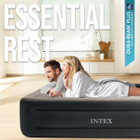 INTEX - Colchón hinchable doble, Dura-Beam Essential Rest, cama queen, 152x203x46 cm, para 2 personas, máximo 272 kg, PVC laminado, cama hinchable para interior, incluye hinchador eléctrico, con bolsa de transporte - details 1