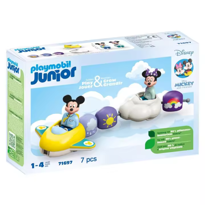 PLAYMOBIL Junior y Disney (71697) Mickey y Minnie Tren Nube, con avión y vehículo de Nube para niños de 12 meses - 1