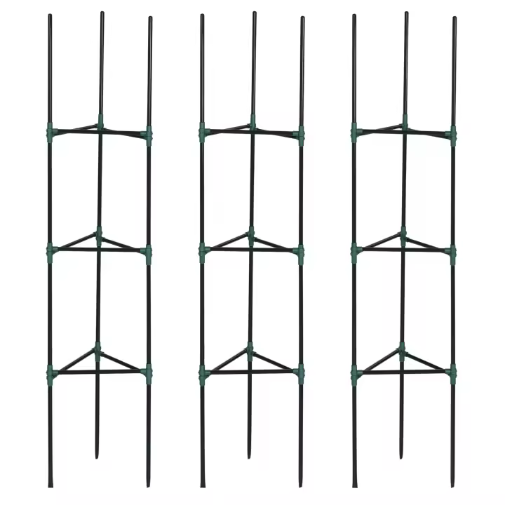 Outsunny Juego de 3 Enrejados de Jardín Soportes para Plantas Trepadoras con Marco de Acero para Frutas Verduras Flores Decoración Exterior Patio Terraza 38x38x182 cm Verde - 1
