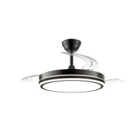 Ventilador de techo con luz led 60W modelo GLACIAR NIGHT con aspas retráctiles negro. Motor DC silencioso y CCT. Control remoto por mando o WIFI con APP. Luz regulable en color e intensidad. Memoria, modo brisa, modo noche y función invierno/verano - details 0