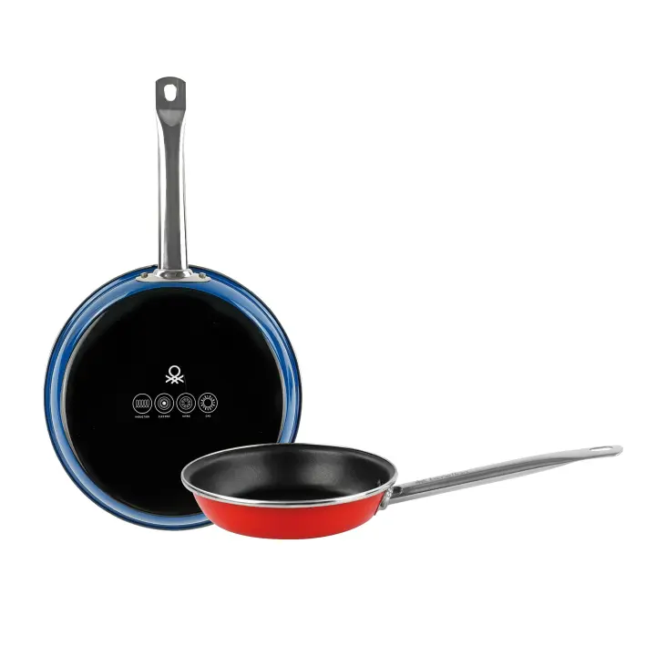 Set 2pc sartén (20cm azul + 24cm rojo) acero esmaltado, aptas para inducción, colección Rainbow CASA BENETTON - 1