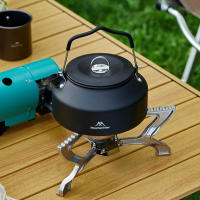 Hervidor De Agua De Viaje Ultraligero De 1.4L Con Manija Para Estufa Café Metal Suministros De Mesa Color Khaki Verde Negro - details 12