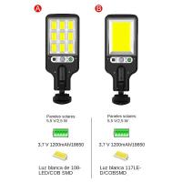 Lámpara De Calle LED Solar Con Sensor De Movimiento Y 3 Modos Impermeable Para Jardín 108/117COB Iluminación De Seguridad Exterior - details 6