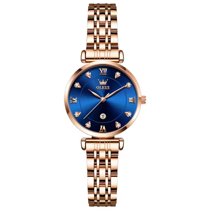 Reloj De Pulsera De Mujer OLEVS 5866 Con Incrustaciones De Diamante Y Calendario Resistente Al Agua De Acero Inoxidable Estilo Versátil Y Elegante - 1
