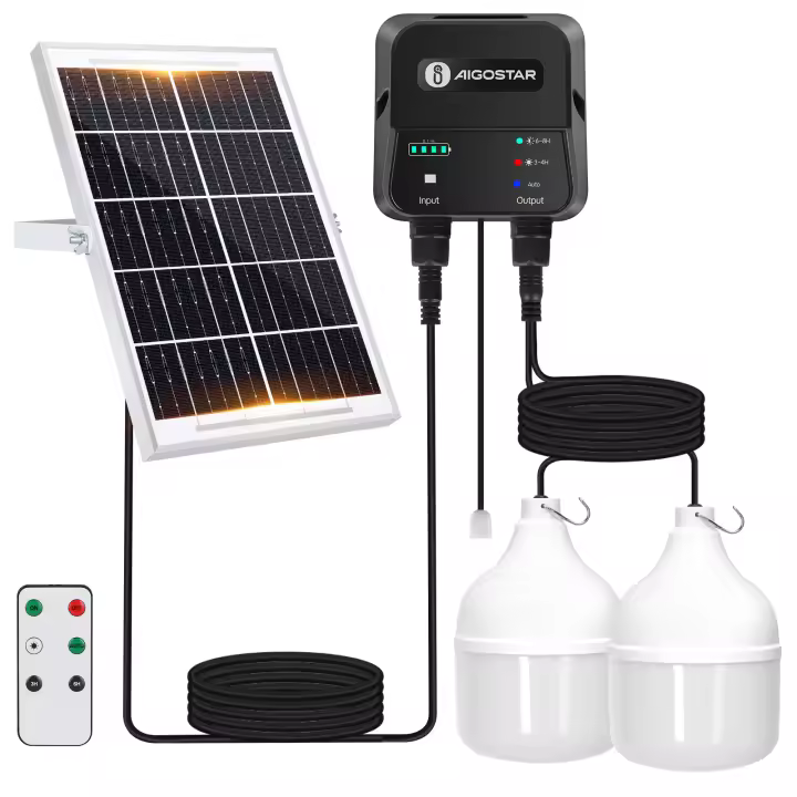 Aigostar- Luz LED Solar Exterior 70W, con Mando a Distancia y Caja de Almacenamiento de Energía, Cable de 11M, IP65 Impermeable, Lámpara Solar Exterior para Interior, Jardín, Cochera, Camping, Pesca - 1
