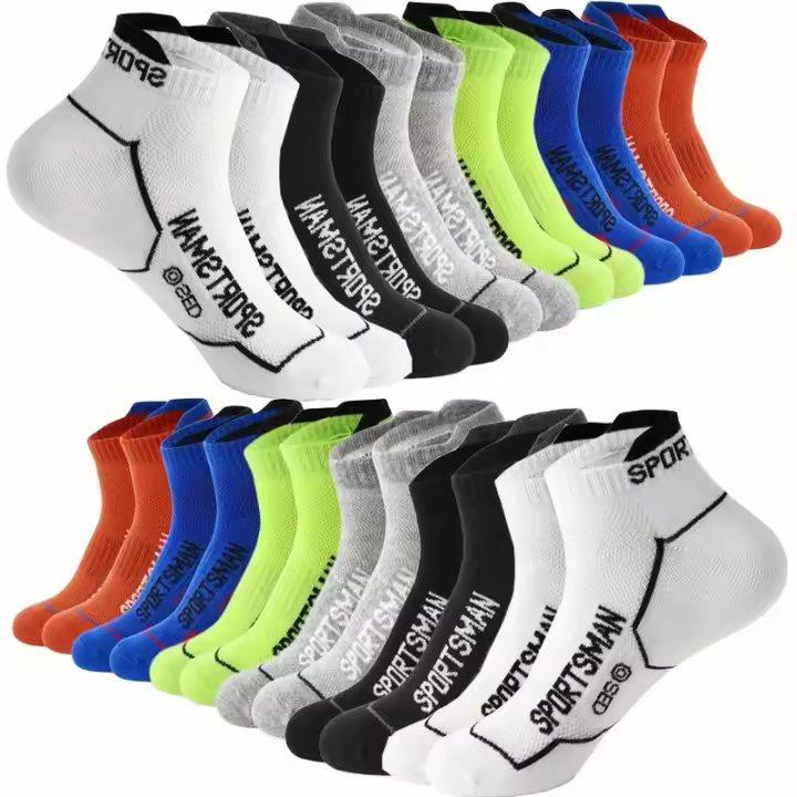 Calcetines Deportivos Para Hombre 10/12 Pares Algodón Poliéster Elastano Anti Olor Absorción De Sudor Malla Transpirable Para Verano Correr Casual - 1