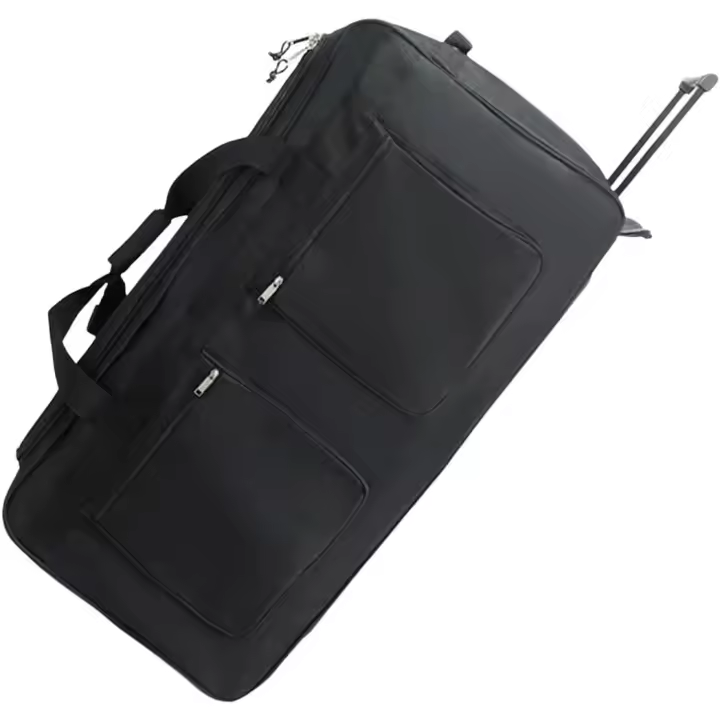 Bolso de Viaje Grande con Ruedas 79×42×32 cm – Trolley Deportivo 2 Ruedas, Equipaje Blando de Poliéster Resistente, Gran Capacidad con Bolsillos Exteriores – Negro - 1