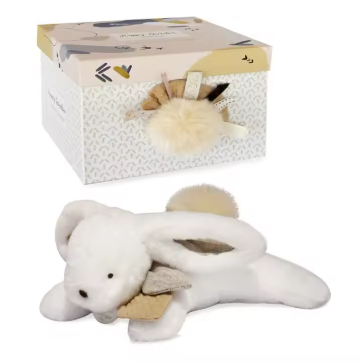Caja regalo con Conejito pompón natural 25 cm DouDou Et Compagnie - 1
