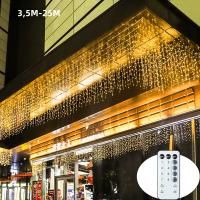 Luces De Cadena LED De Icicle 3.5-40M Para Navidad Y Bodas Decoración Exterior Y Interior Con Control Remoto Luz De Navidad De Guirnalda De Farolillos - details 1