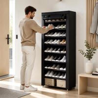 LUTODY - Zapatero, Organizador de Zapatos, Multinivel, Armario de zapatos, Textil de tela, Tubo de metal plegable, Zapatero Vertical, Compacto, Portátil para Entrada, Recibidor, Sala de Estar, Ligero, Resistente, Ahorra espacio - details 6