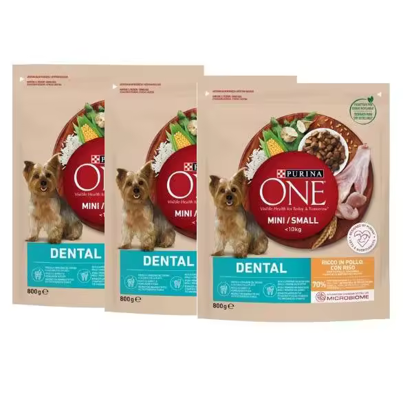 ALIMENTO PARA PERROS PURINA ONE DENTAL - PACK de 3 x 800grs - 1