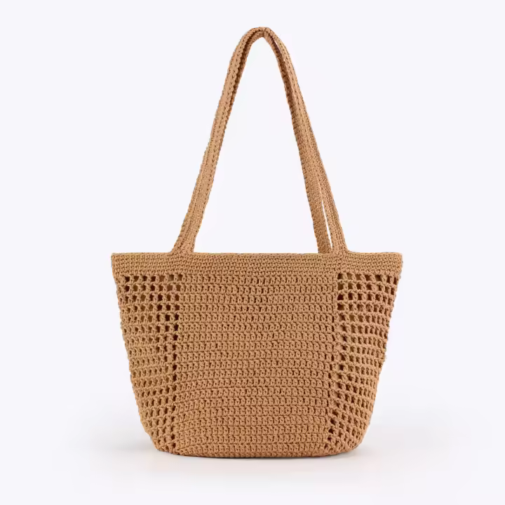 MOV Bolso de paja tejido, bolso de paja calado para vacaciones, bolso de mujer tejido de estilo campestre - 1