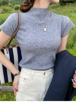Camiseta De Verano Para Mujer Con Cuello Alto Y Sin Mangas Slim Fit Casual Tees De Estilo Streetwear Básicas De Algodón Y Poliéster - details 25