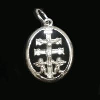 COLGANTE CRUZ de CARAVACA grande con cerco 2,5cm x 1,8cm PLATA de ley 925. Estuche regalo incluido - details 1