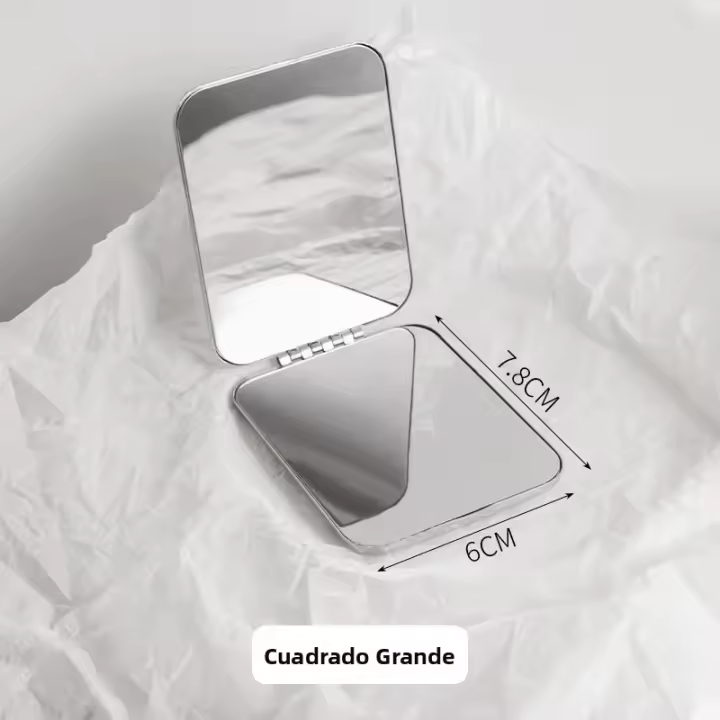 Espejo De Maquillaje Portátil De Acero Inoxidable Ultra Delgado Y Plegable Antirompible Para Viajes Y Camping Espejo De Mano Compacto - 1