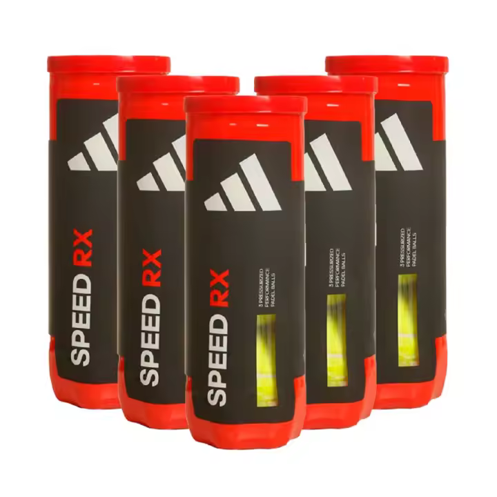 Adidas Speed RX - Pack de 5 Botes de Pelotas de Pádel (15 Pelotas en Total), Diseño Profesional para Alta Velocidad y Rebote Óptimo, Ideales para Competición y Entrenamiento, Fabricadas con Goma de Alta Densidad para Mayor Durabilidad - 1